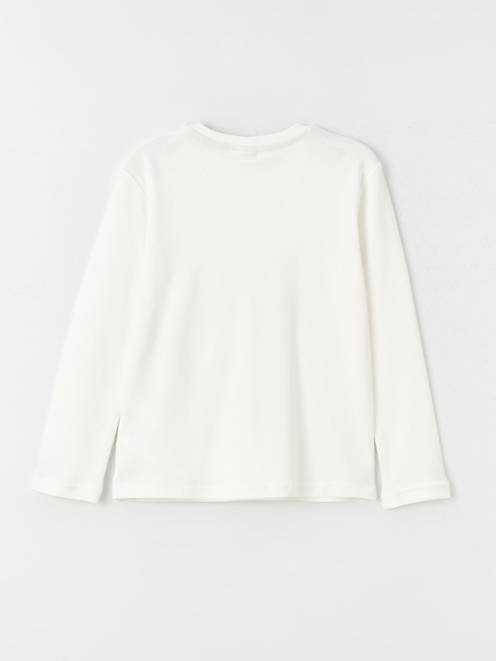 Ekru Bisiklet Yaka Baskılı Uzun Kollu Erkek Çocuk Tişört-1