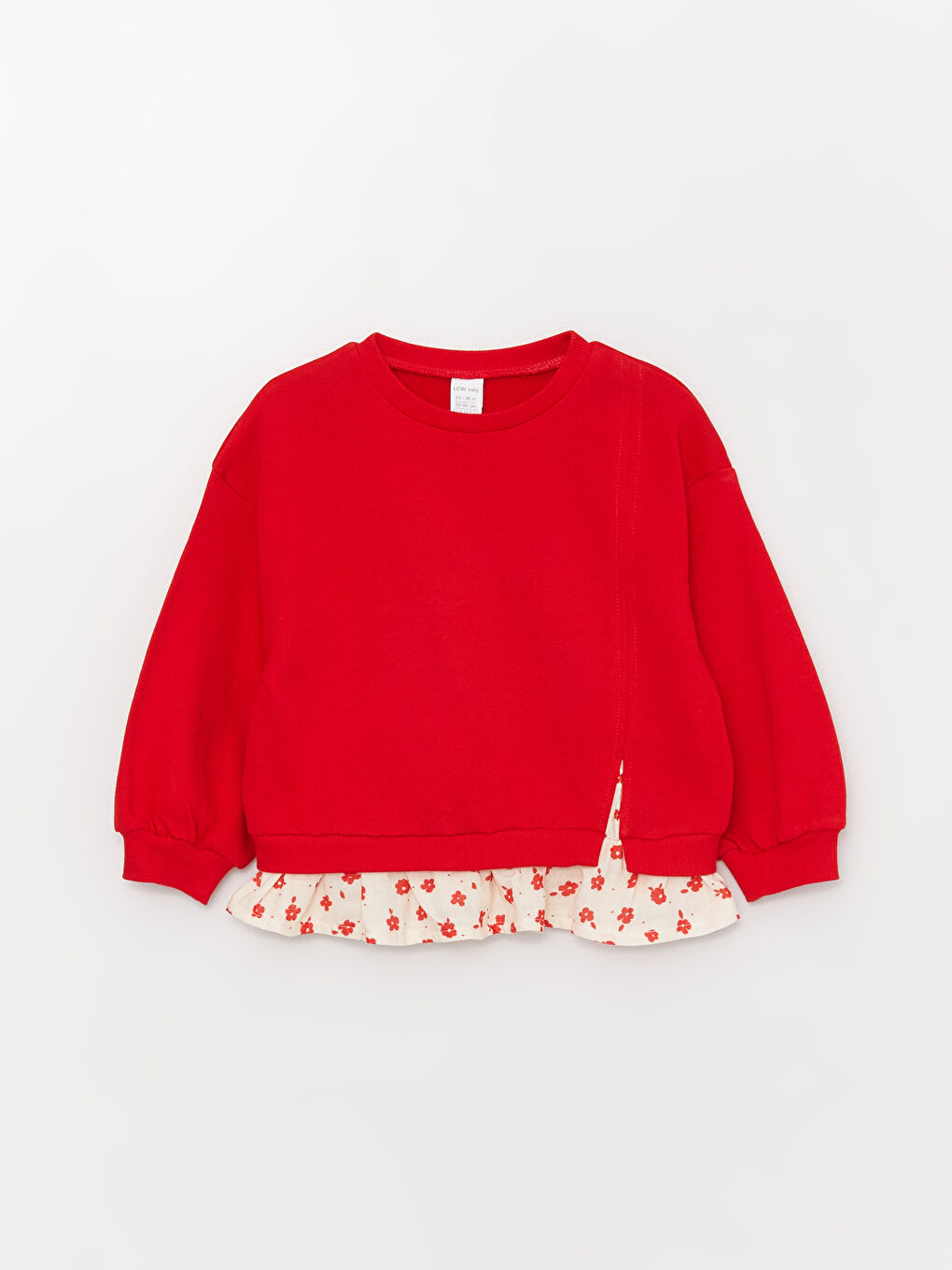 Kırmızı Bisiklet Yaka Uzun Kollu Kız Bebek Sweatshirt-3