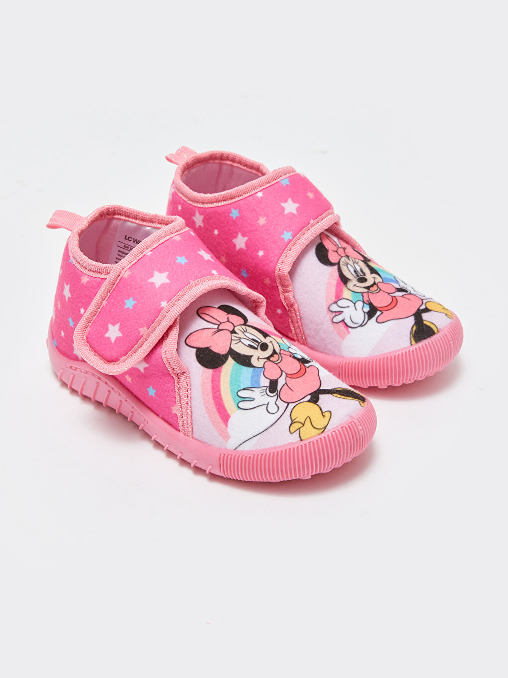 LCW STEPS Tatlı Pembe Minnie Mouse Baskılı Cırt Cırtlı Kız Bebek Panduf