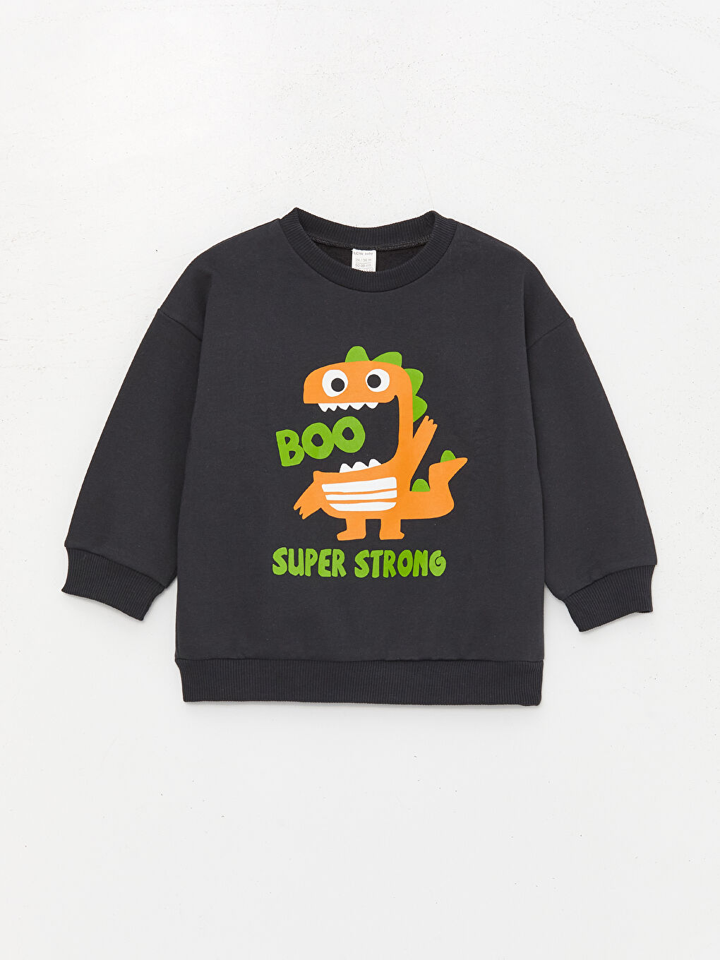 LCW baby Antrasit Bisiklet Yaka Uzun Kollu Baskılı Erkek Bebek Sweatshirt ve Pantolon 2'li Takım - 1