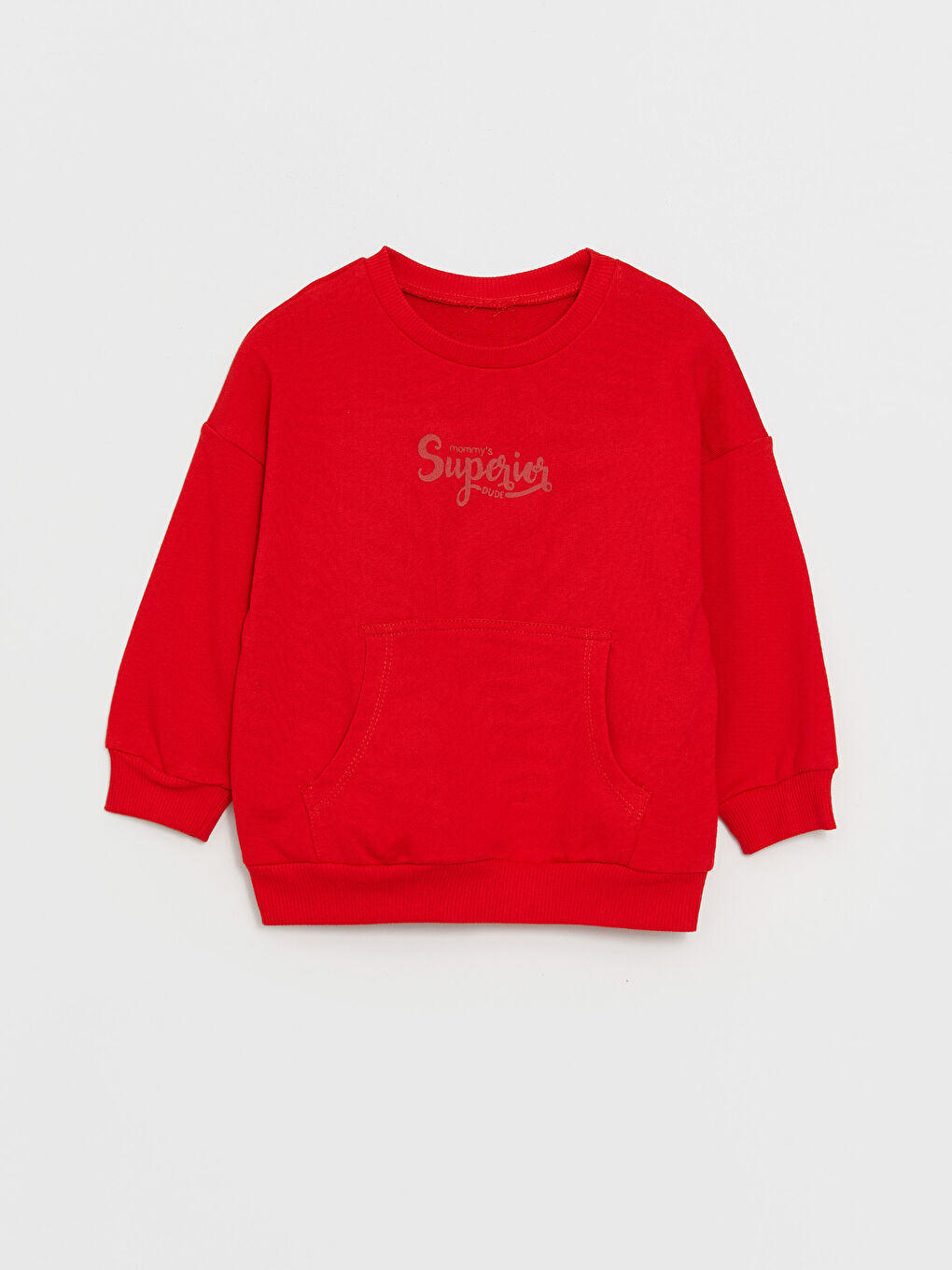 Kırmızı Bisiklet Yaka Uzun Kollu Baskılı Erkek Bebek Sweatshirt ve Eşofman Altı 2'li Takım-1