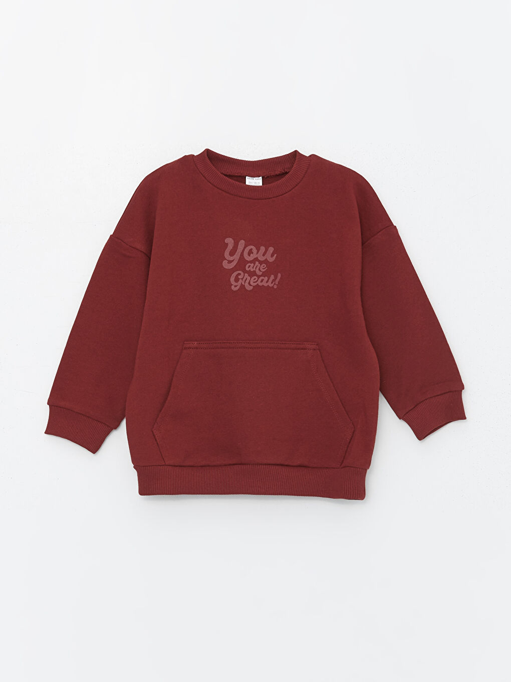 LCW baby Bordo Bisiklet Yaka Uzun Kollu Baskılı Erkek Bebek Sweatshirt ve Eşofman Altı 2'li Takım - 1