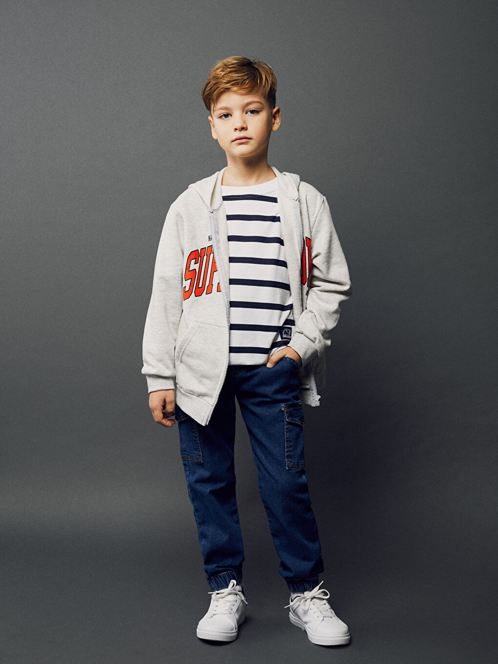 Adjustable Elastic Waist Boys' Jeans