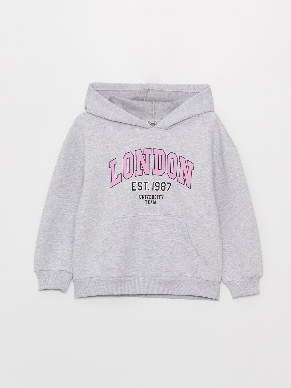 LCW Kids Gri Melanj Baskılı Uzun Kollu Kız Çocuk Hoodie - 3