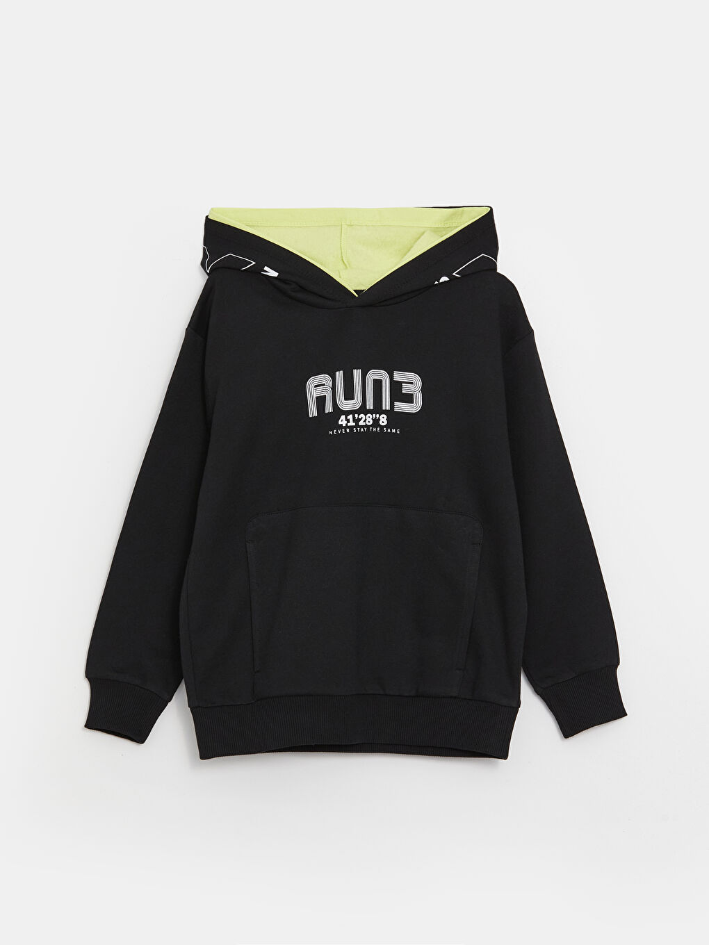 LCW Kids Yeni Siyah Rahat Kalıp Baskılı Erkek Çocuk Hoodie