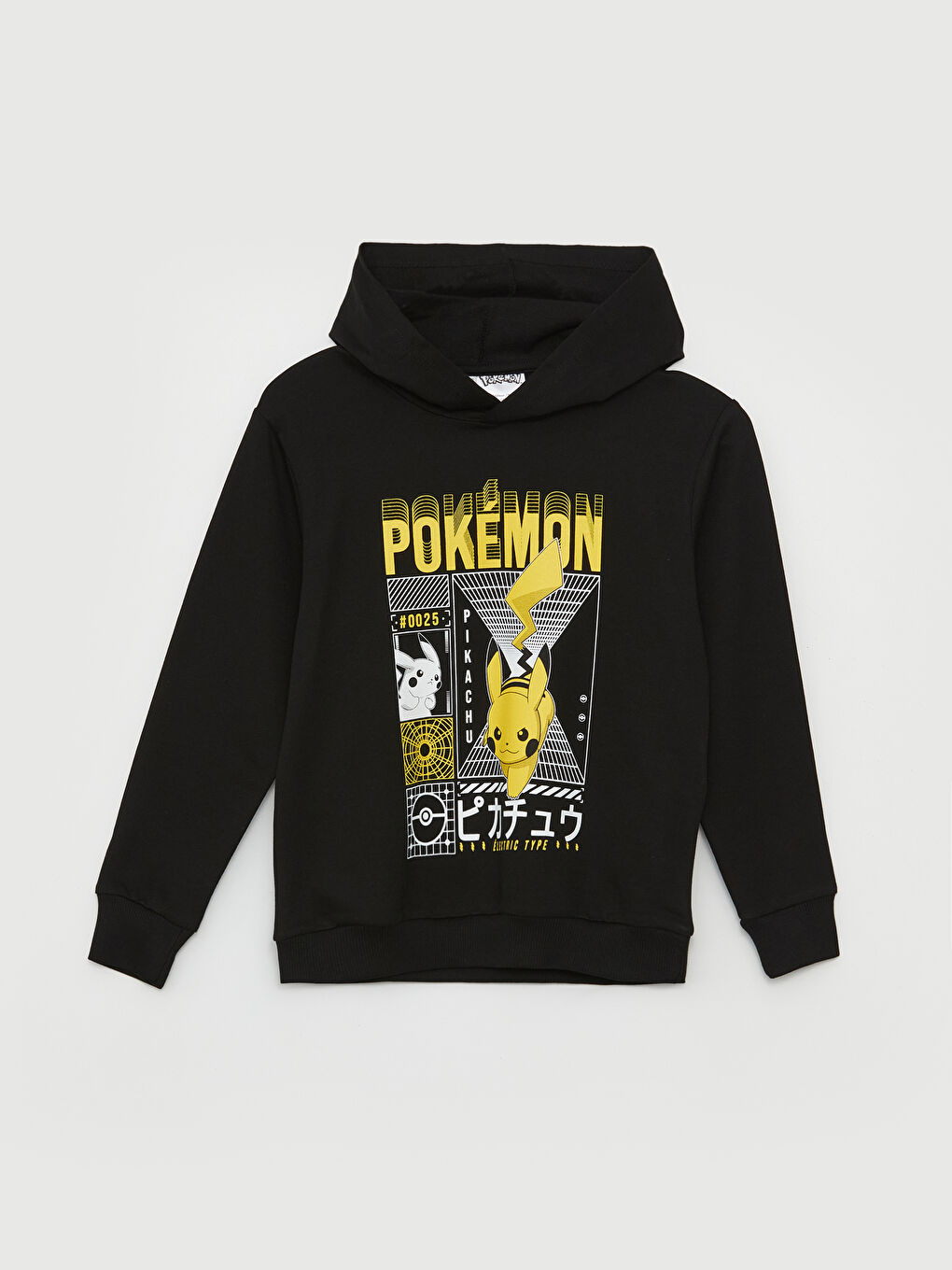 LCW Kids Yeni Siyah Pikachu Baskılı Erkek Çocuk Hoodie