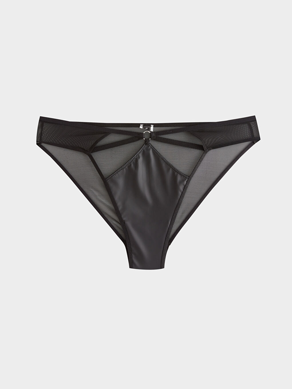 Siyah Deri Görünümlü Fantezi Bikini Külot