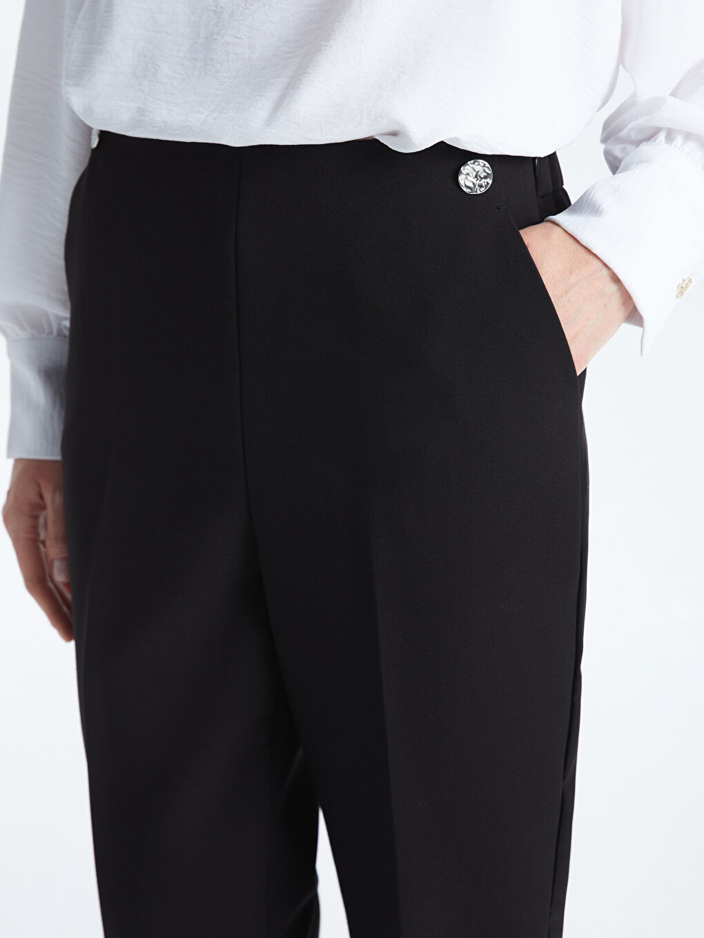 Elasticated Waist Slim Fit Women's Trousers-1
