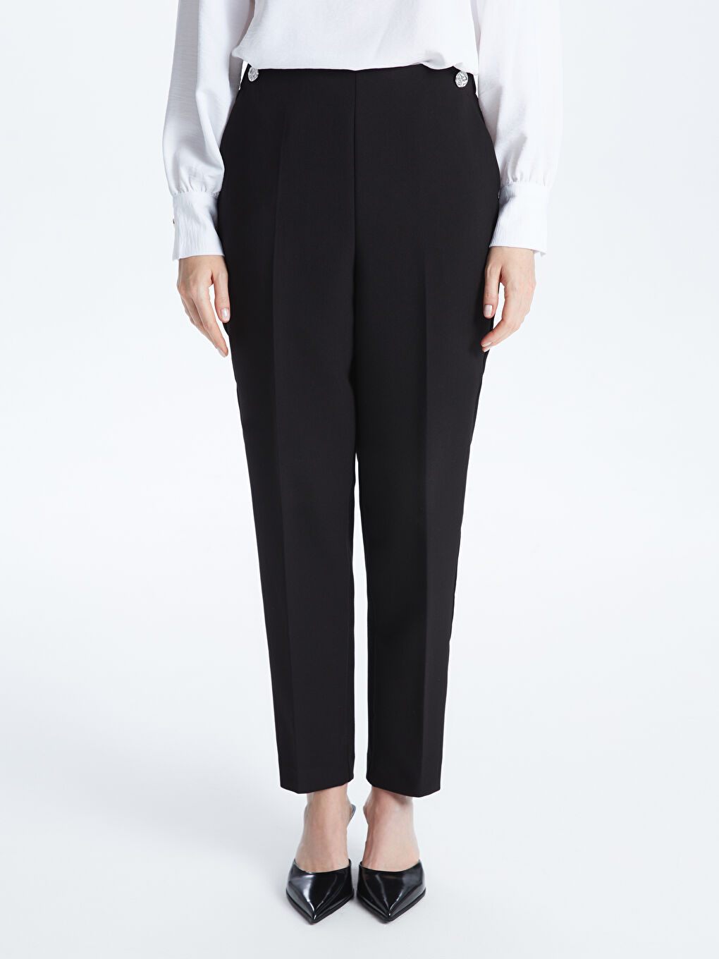 Elasticated Waist Slim Fit Women's Trousers-2