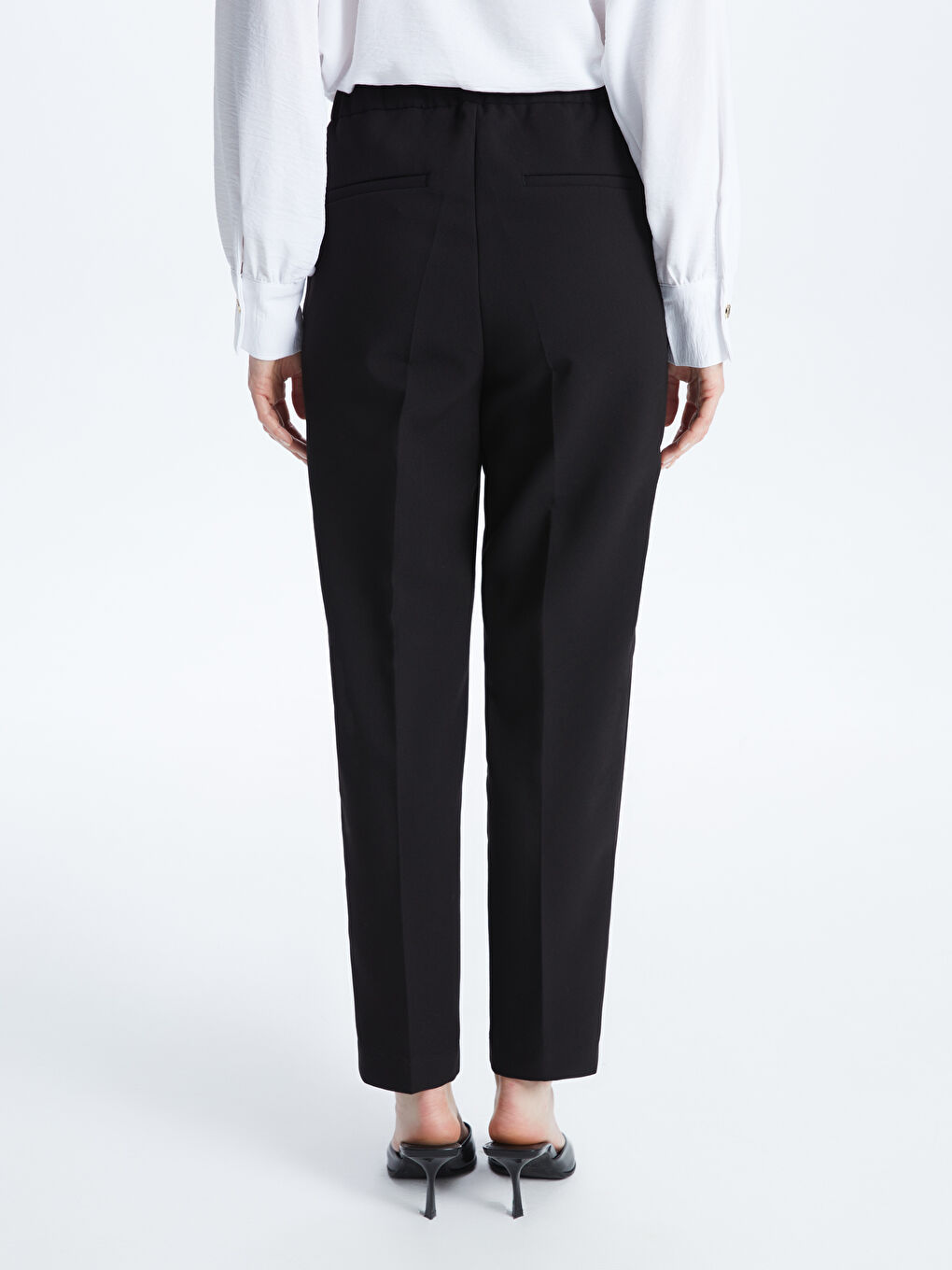 Elasticated Waist Slim Fit Women's Trousers-3