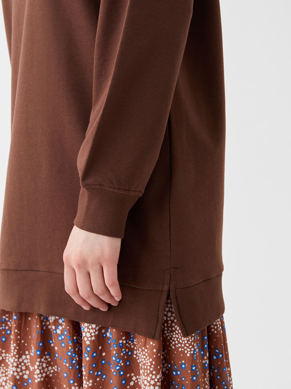 تونيك سويتشيرت بياقة دائرية للسيدات-3