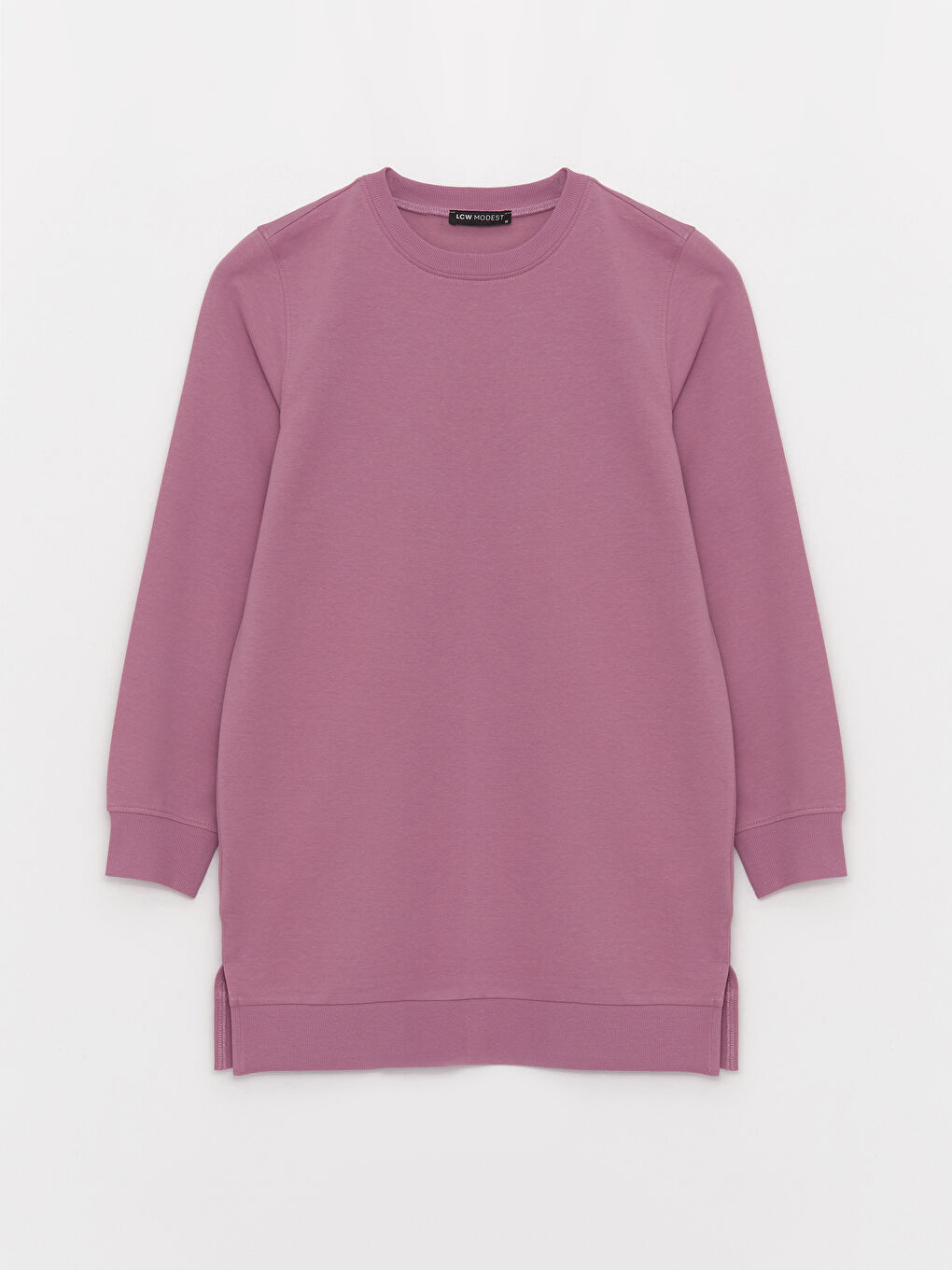 Pembe Bisiklet Yaka Kadın Sweatshirt Tunik-5