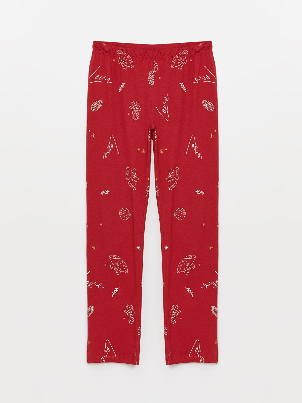 LCW DREAM Shirt Neck New Year Themed Long Sleeve Women's Pajama Set -W3BP83Z8-LTQ