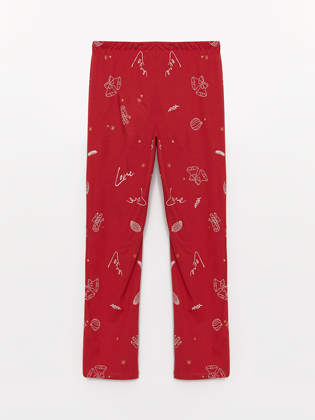 LCW DREAM Shirt Neck New Year Themed Long Sleeve Women's Pajama Set -W3BP83Z8-LTQ