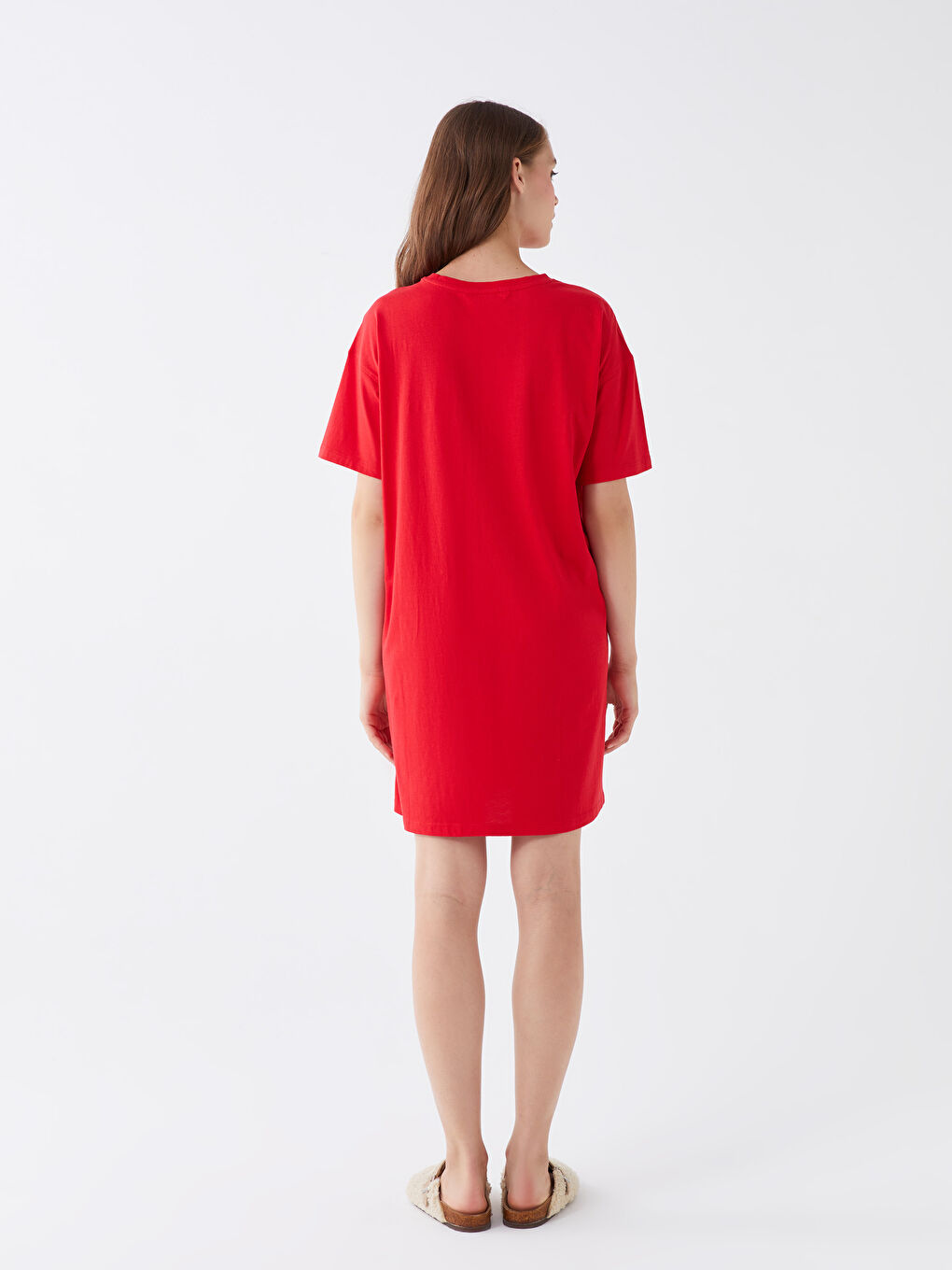 Bisiklet Yaka Yılbaşı Temalı Kadın Gecelik-3