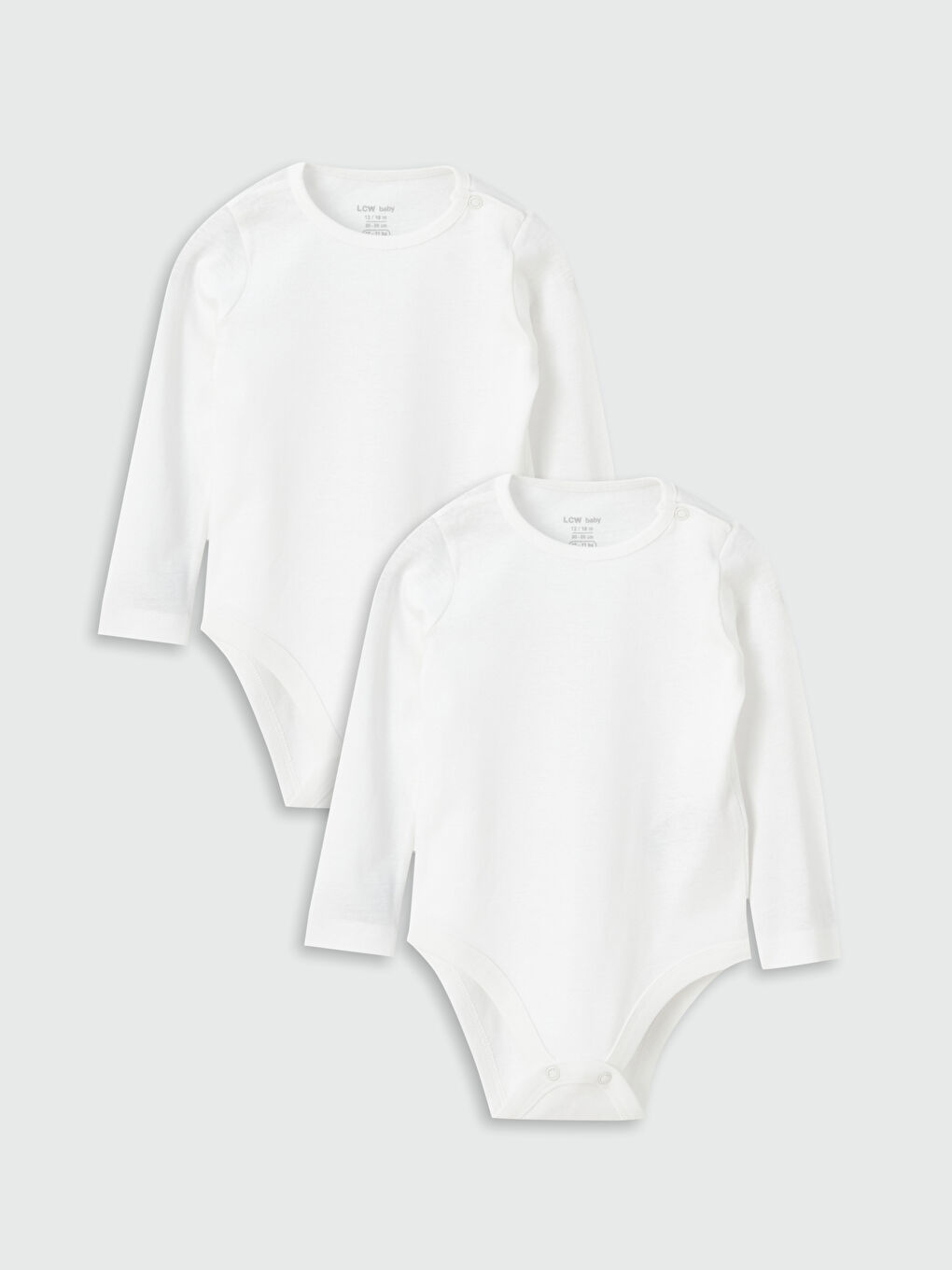 بدلة جسم بياقة دائرية أساسية للبنات الرضع بزر كبس - مجموعة من 2