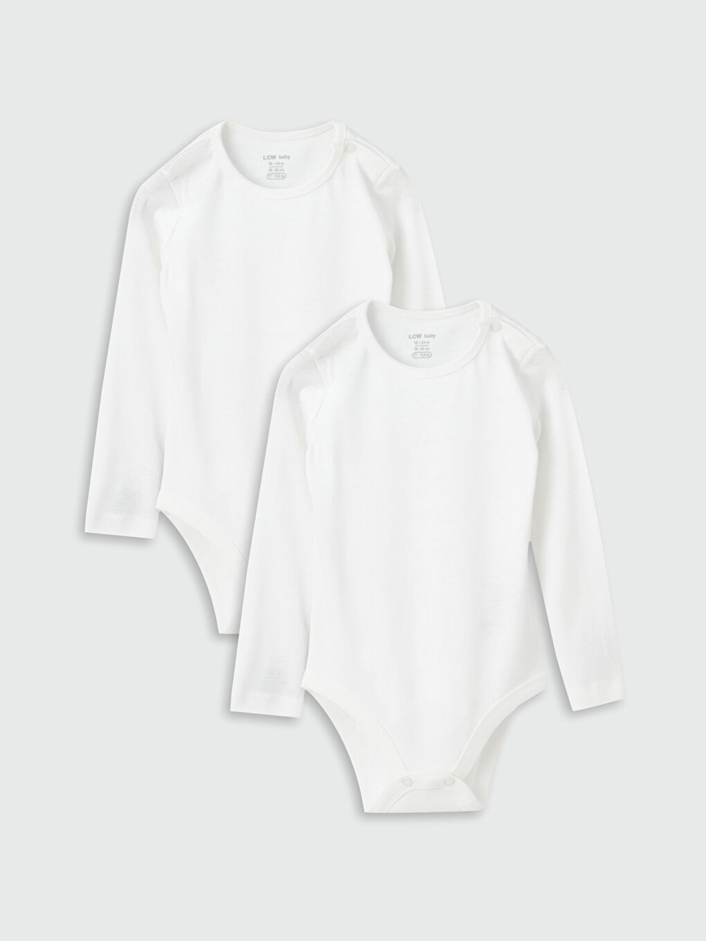 بدلة جسم بياقة دائرية أساسية للبنات الرضع بزر كبس - مجموعة من 2