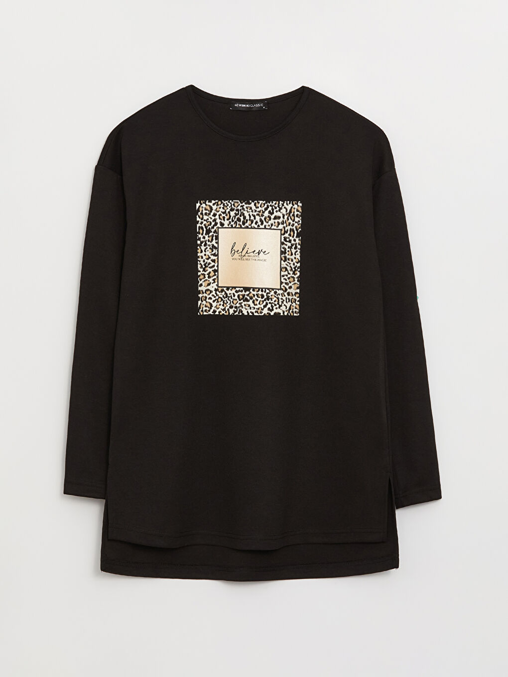 Crew Neck Printed Long Sleeve Women's Tunic-5