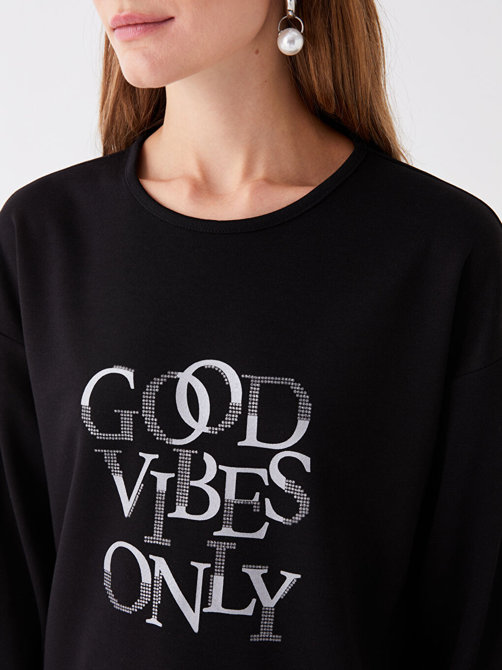 Crew Neck Printed Long Sleeve Women's Tunic -W3BQ87Z8-CVL