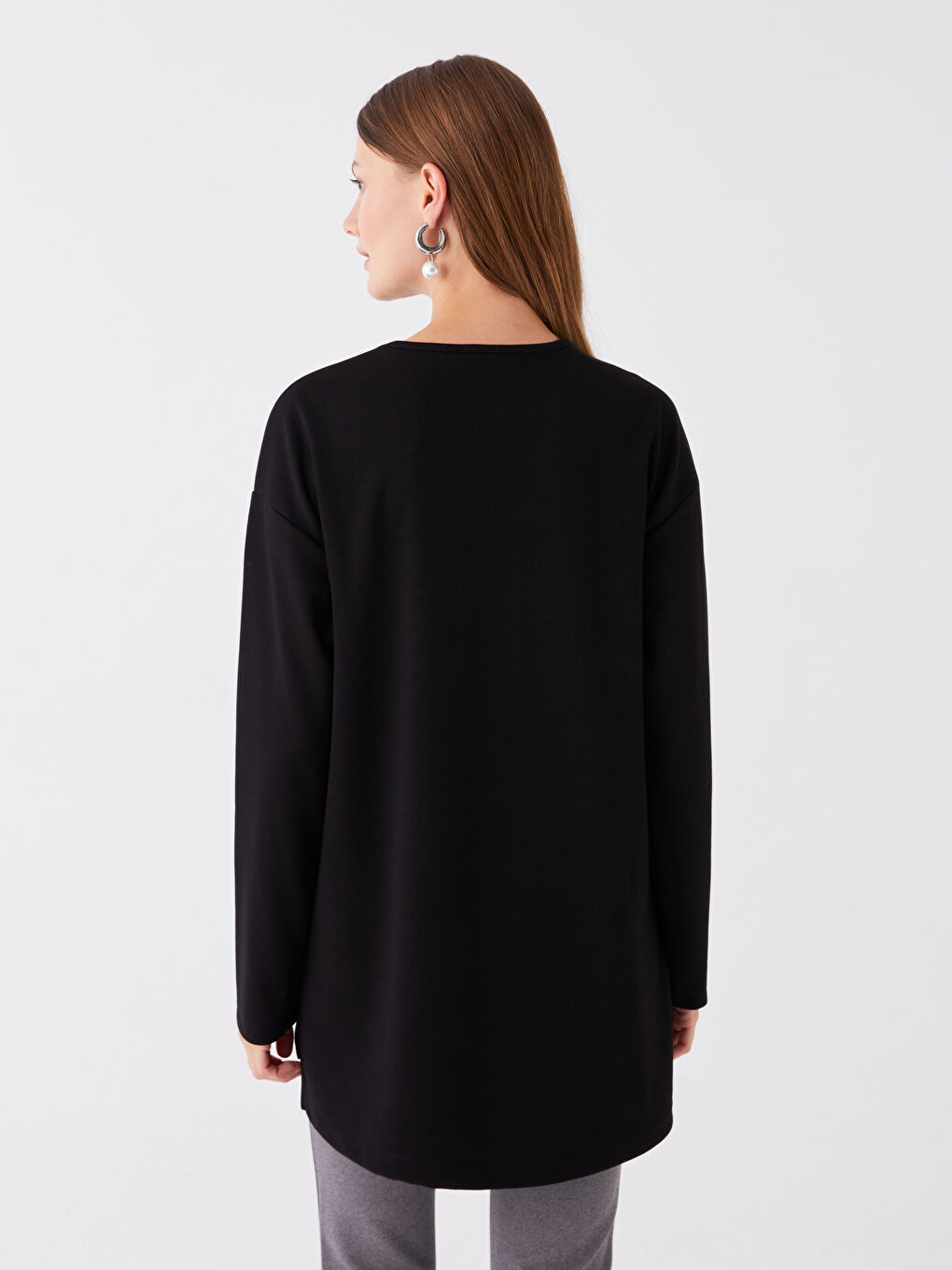 Crew Neck Printed Long Sleeve Women's Tunic -W3BQ87Z8-CVL