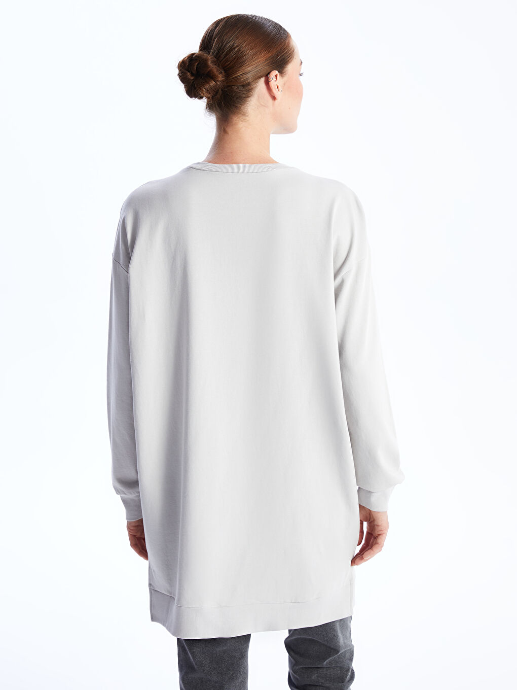 Tunique Sweatshirt Oversize à Manches Longues Imprimée pour Femmes avec Col Rond-4