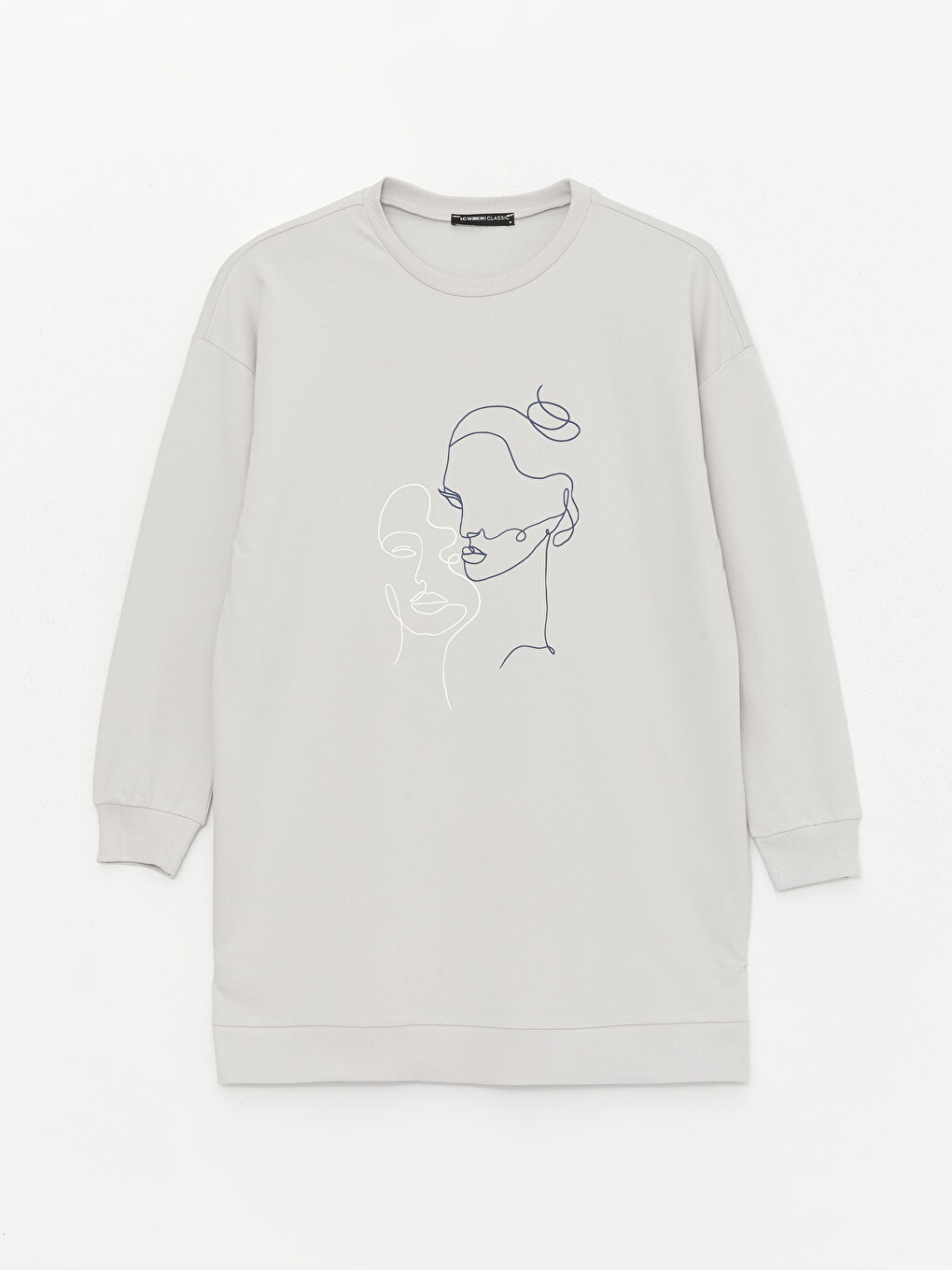 Tunique Sweatshirt Oversize à Manches Longues Imprimée pour Femmes avec Col Rond-5