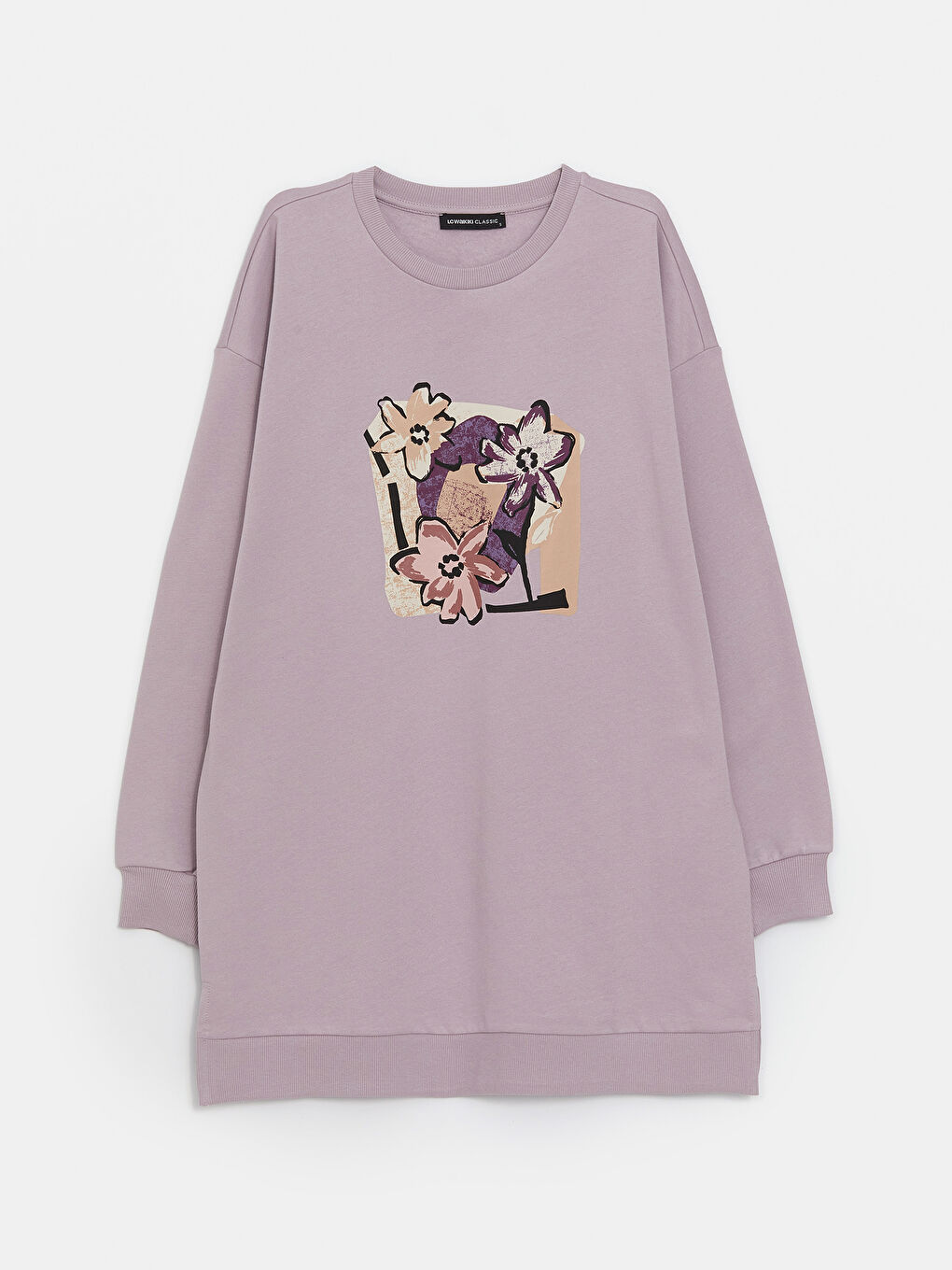 تونیکی سویتشێرتی قۆڵ درێژی چاپکراوی یه‌خه‌ خڕ ئۆڤەرسایز بۆ ژنان-5