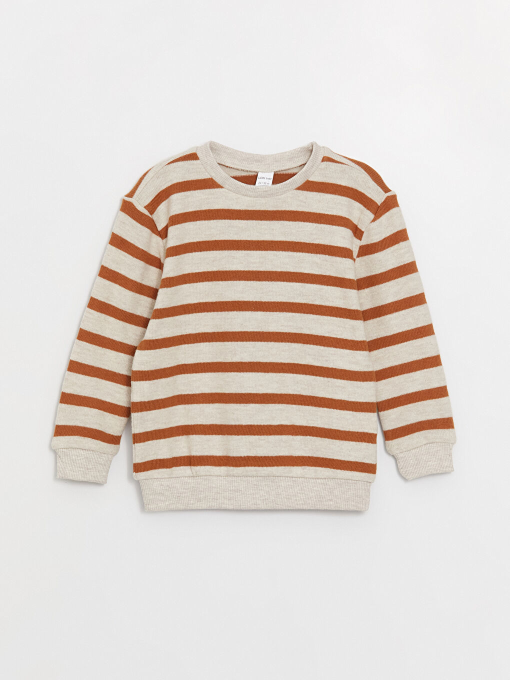 Kahverengi Bisiklet Yaka Uzun Kollu Çizgili Erkek Bebek Sweatshirt-3