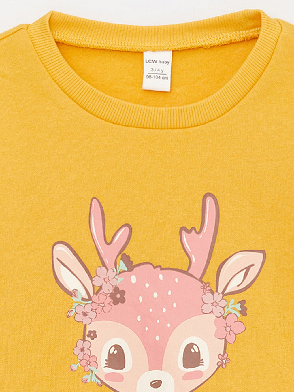 Sarı Bisiklet Yaka Uzun Kollu Baskılı Kız Bebek Sweatshirt 2'li-5