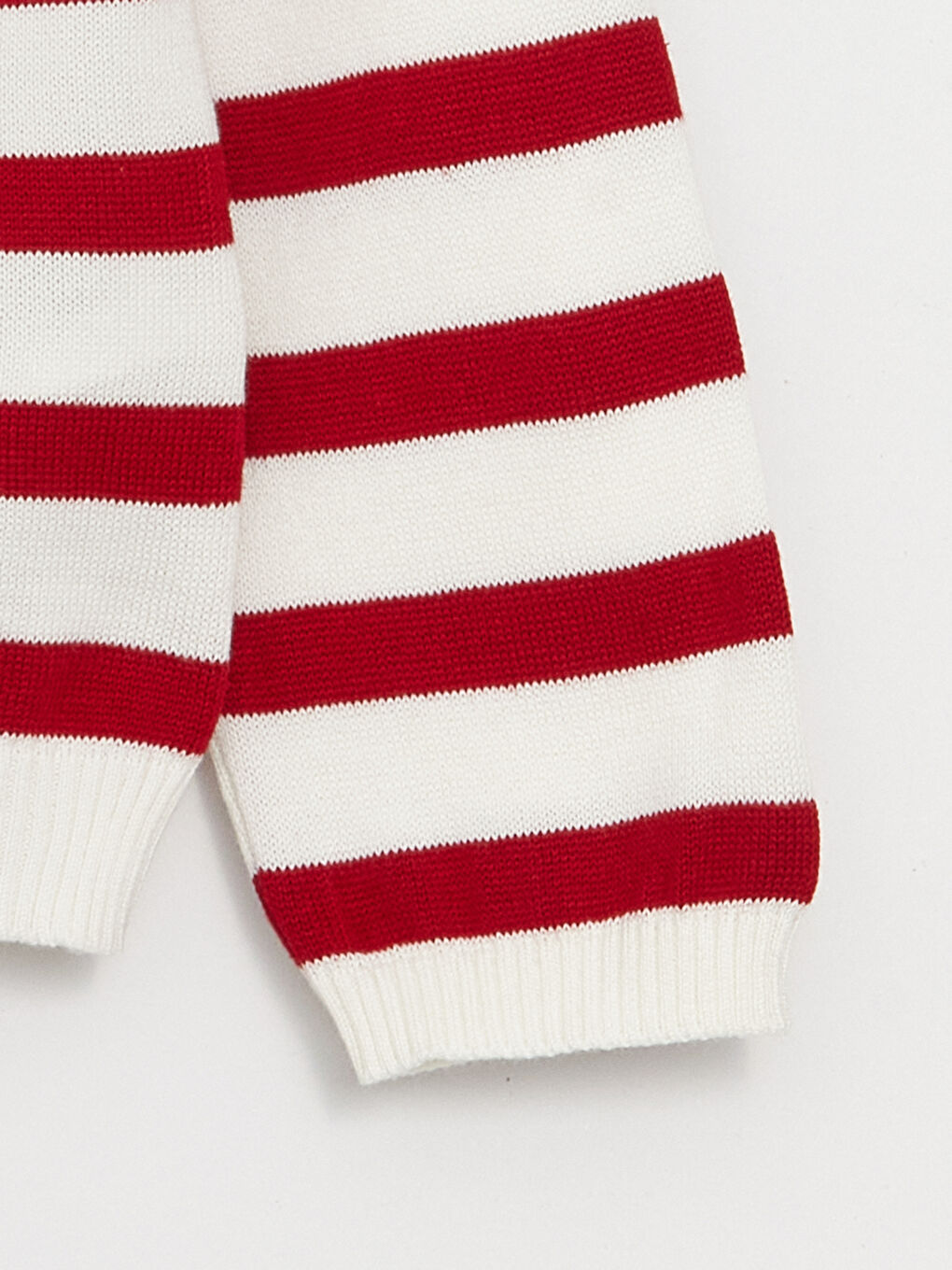 Kırmızı Bisiklet Yaka Çizgili Uzun Kollu Kız Çocuk Triko Hırka-6