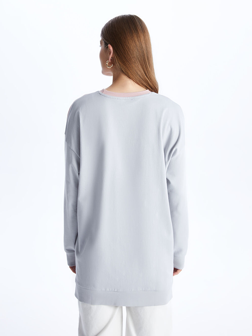 Crew Neck Color Block Long Sleeve Oversize Women's Sweatshirt Tunic-4