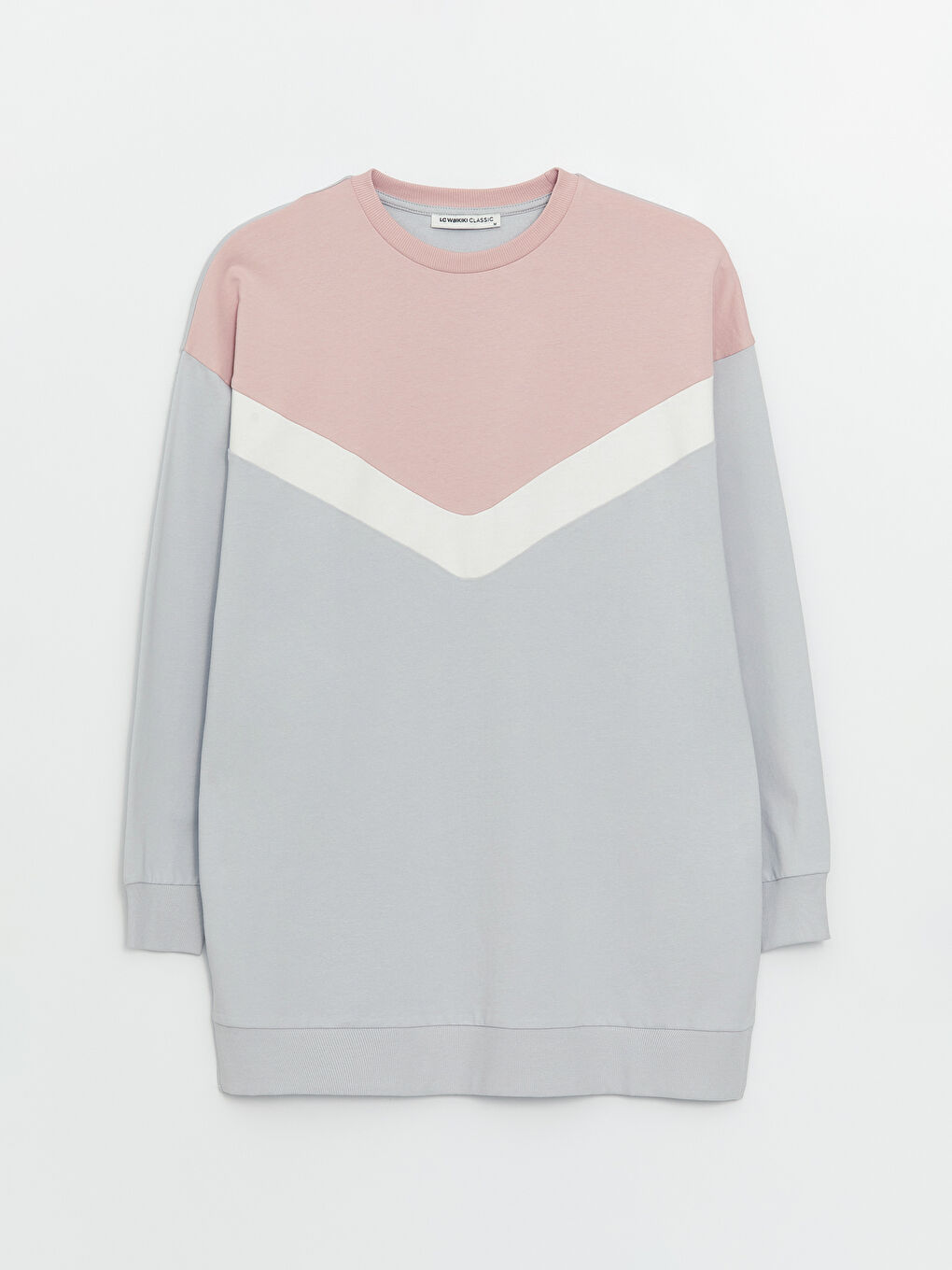 Crew Neck Color Block Long Sleeve Oversize Women's Sweatshirt Tunic-5