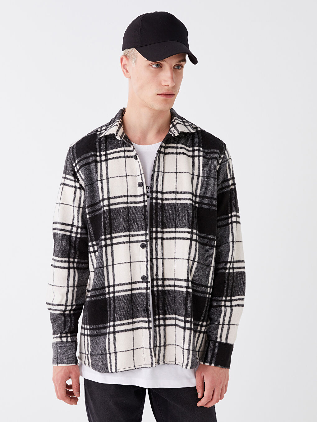 Ерлерге арналған ұзын жеңді торлы стандартты пішімді жейде-1