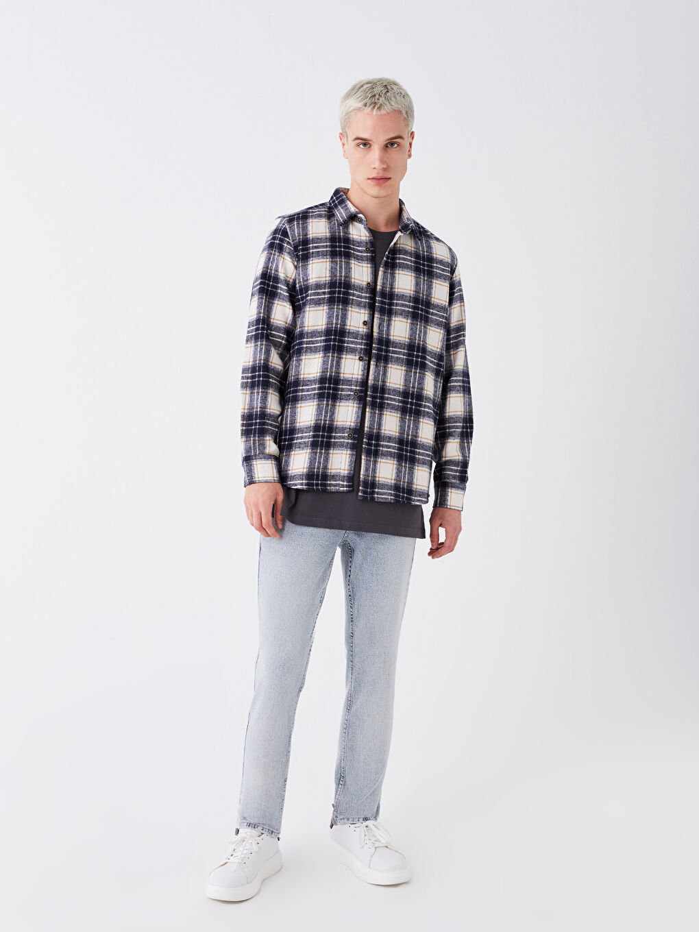 Ерлерге арналған ұзын жеңді торлы стандартты пішімді жейде-2