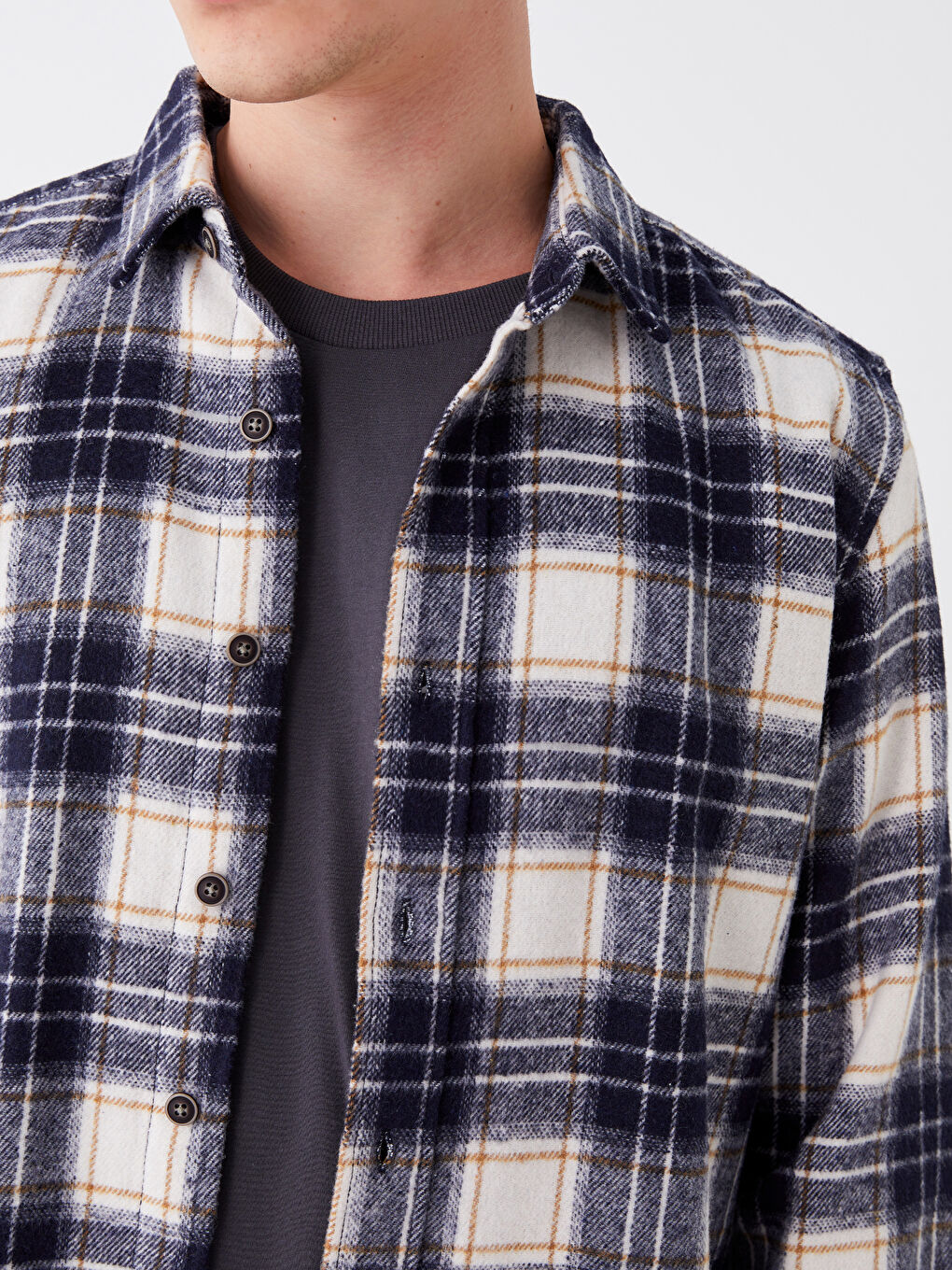 Ерлерге арналған ұзын жеңді торлы стандартты пішімді жейде-3