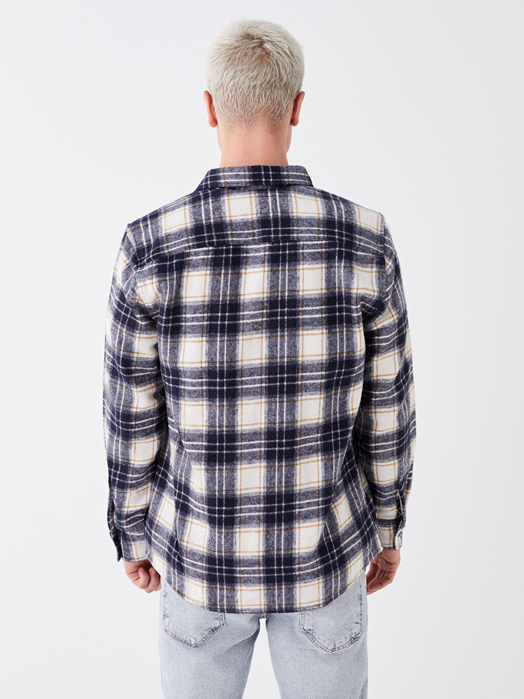 Ерлерге арналған ұзын жеңді торлы стандартты пішімді жейде-4