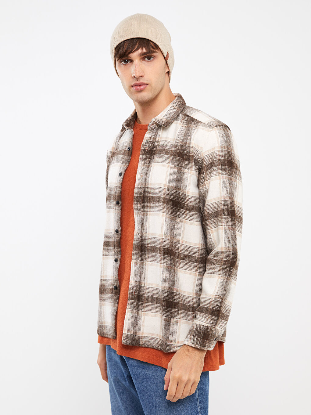 Regular Fit Long Sleeve Plaid Men's Shirt-1