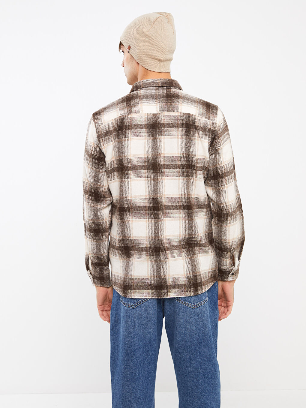 Regular Fit Long Sleeve Plaid Men's Shirt-4