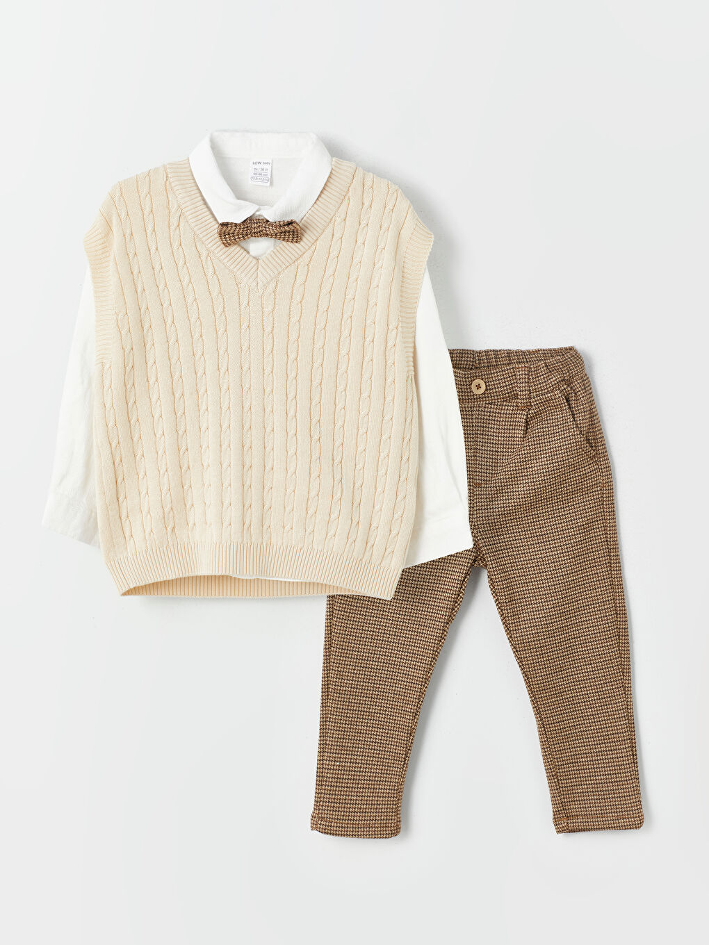 قميص، بنطلون، بلوفر وبابيون أولاد رضع، ٤ قطع