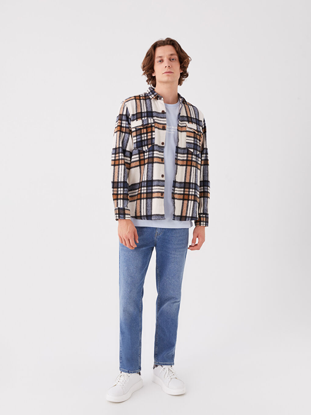Regular Fit Long Sleeve Plaid Men's Shirt-2