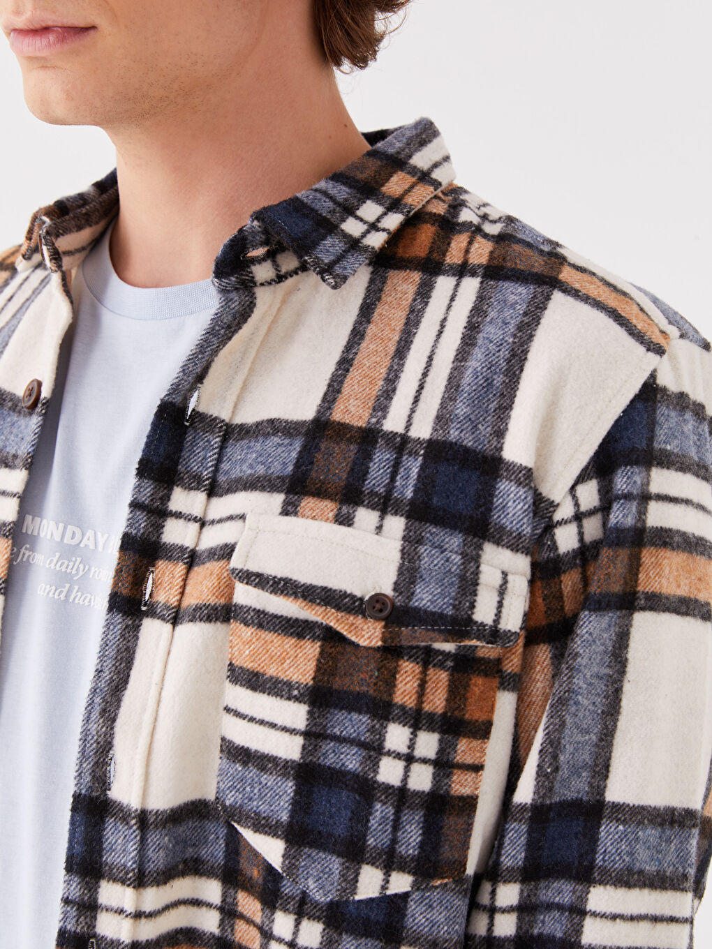Regular Fit Long Sleeve Plaid Men's Shirt-3