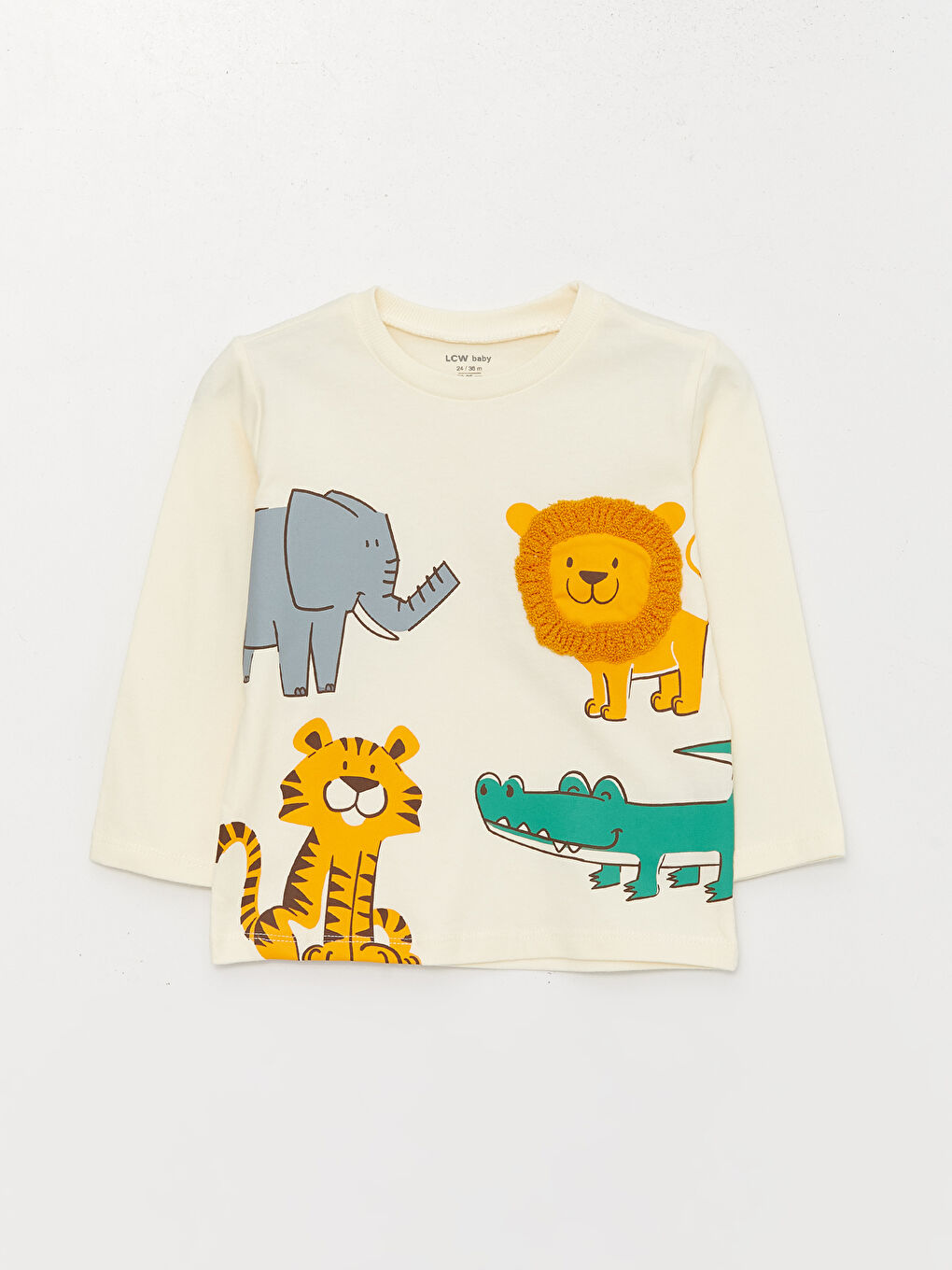 Sarı Bisiklet Yaka Uzun Kollu Baskılı Erkek Bebek Tişört