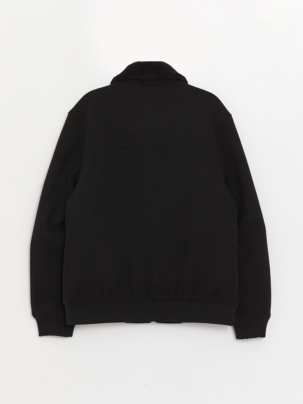 Siyah Standart Kalıp Gömlek Yaka Erkek Kaşe Mont-7