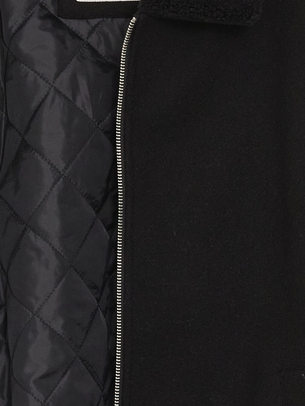 Siyah Standart Kalıp Gömlek Yaka Erkek Kaşe Mont-8