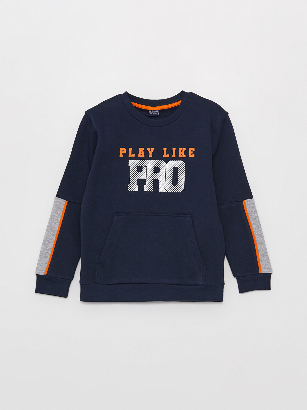 Lacivert Bisiklet Yaka Baskılı Uzun Kollu Erkek Çocuk Sweatshirt ve Eşofman Altı-1