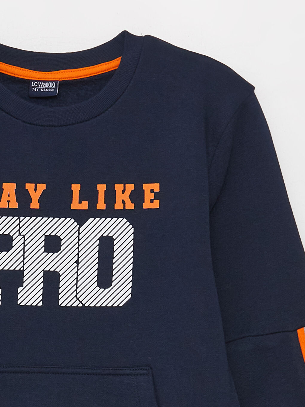 Lacivert Bisiklet Yaka Baskılı Uzun Kollu Erkek Çocuk Sweatshirt ve Eşofman Altı-2