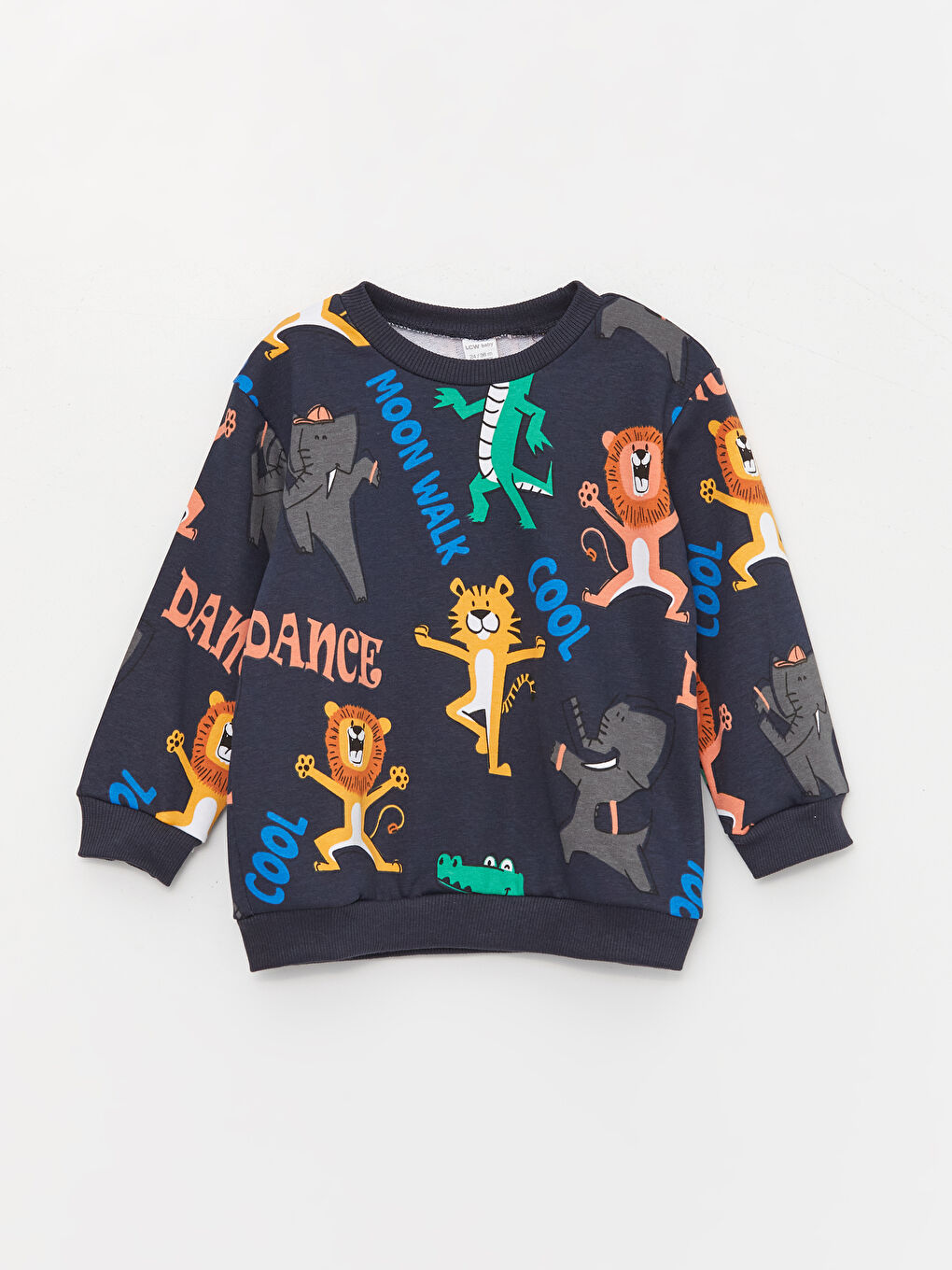 Antrasit Bisiklet Yaka Baskılı Erkek Bebek Sweatshirt