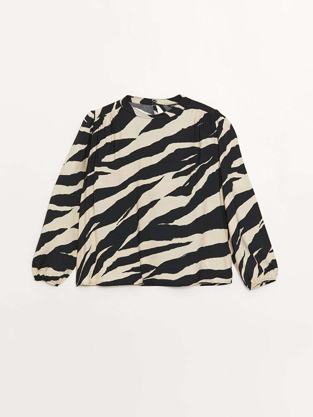 LCWAIKIKI Classic Grandad Collar Patterned Long Sleeve Women's Blouse -W3BS92Z8-LQB