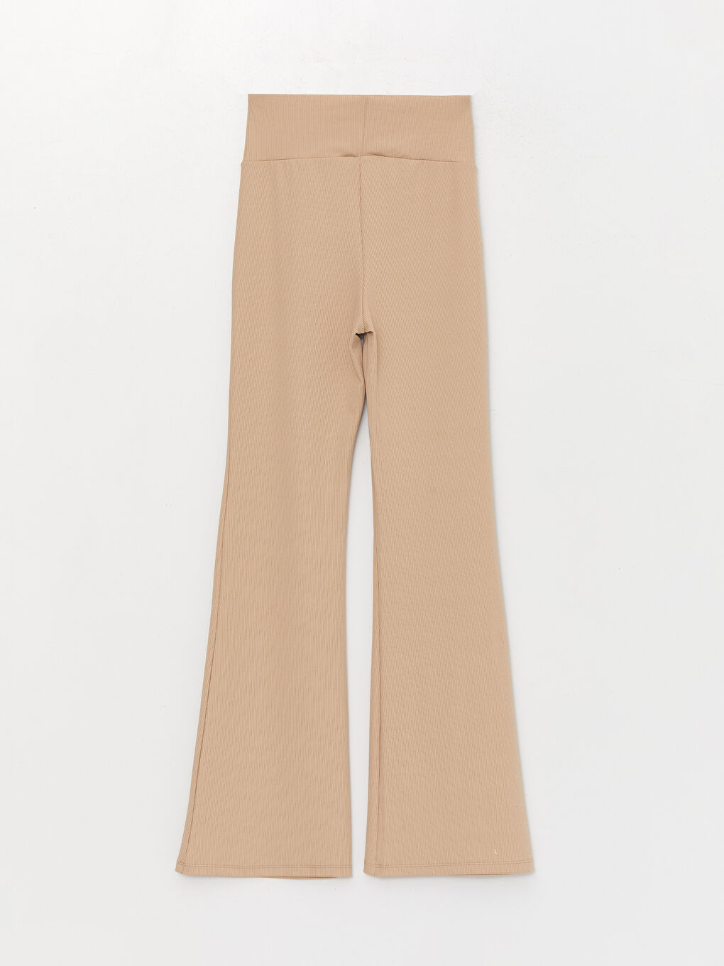 Bej Beli Lastikli İspanyol Paça Kadın Tayt Pantolon-6