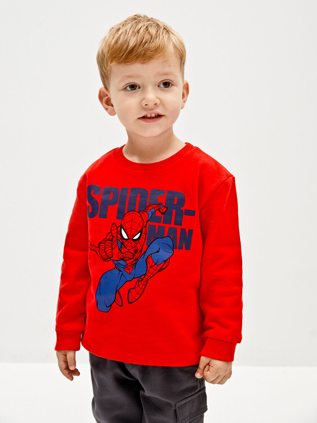 Hanorac pentru Bebeluși Băieți cu Guler Rotund, Mânecă Lungă, Imprimat cu Spider-Man-1